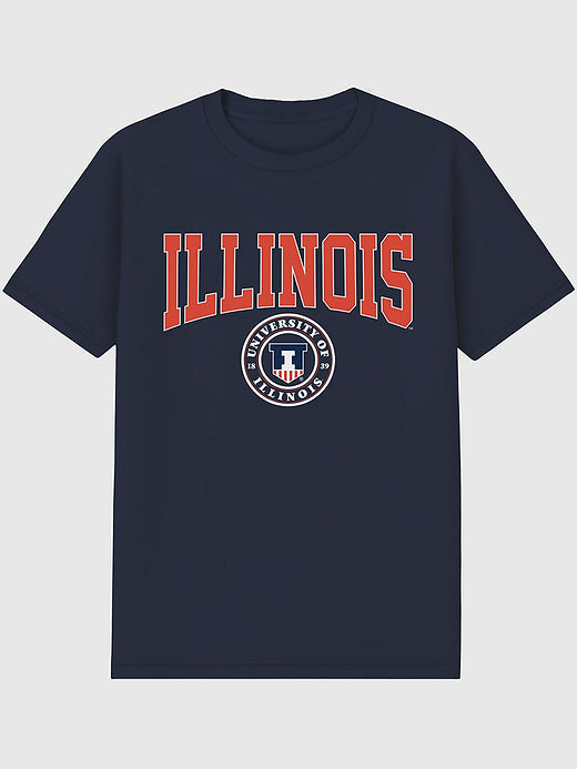 University of Illinois Collegiate Seal Graphic T-Shirt for Men - Navy