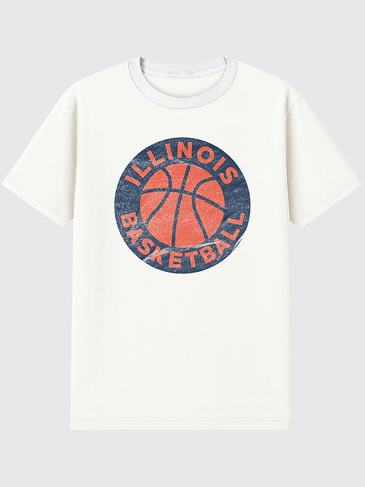 University of Illinois Illinois Circle Basketball Graphic T-Shirt for Men - White