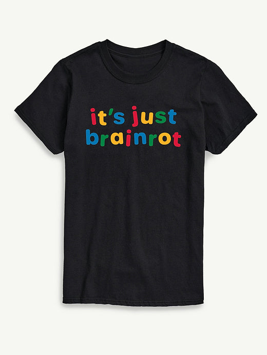 Just Brainrot Short Sleeve Graphic T-Shirt - Black