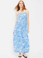 Airy Smocked Maxi Dress - Blue Floral