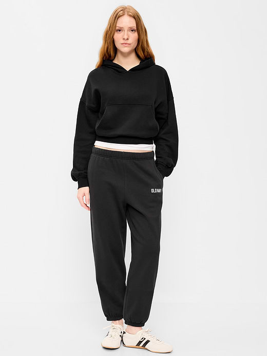 High-Waisted Cinched-Ankle Sweatpants - Black Jack