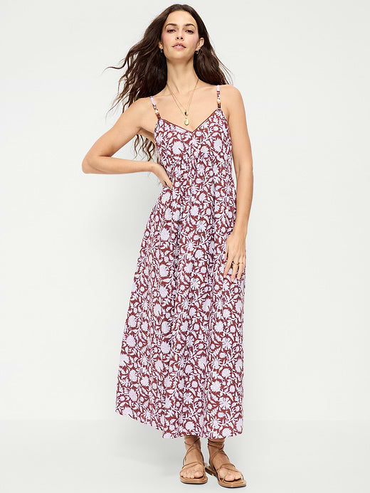 Sleeveless Boho Maxi Dress - Floral