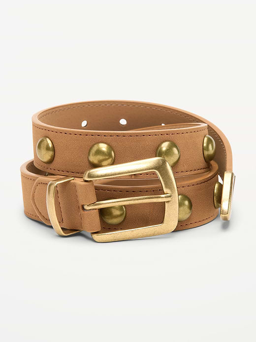 Studded Belt for Women - Caramel