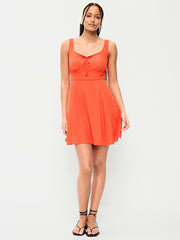 Fit & Flare Linen Mini Dress - Moonfish Orange