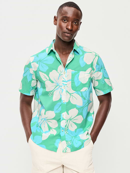 Classic Fit Everyday Shirt - Turquoise Hibiscus