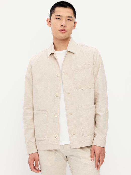 Linen-Blend Chore Jacket - Howlite