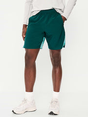 Essential Woven Workout Shorts -- 7-inch inseam - Green Print