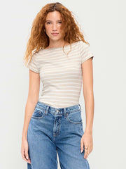 Snug Boatneck T-Shirt - Neutral Stripe