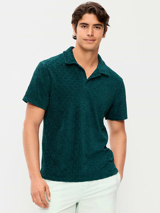 Textured Terry Polo - Jet Stream