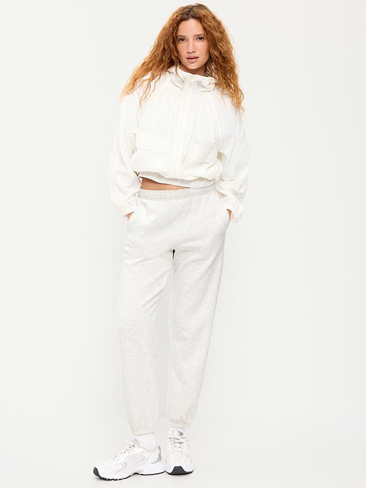 High-Waisted Cinched-Ankle Sweatpants - Light Gray Heather