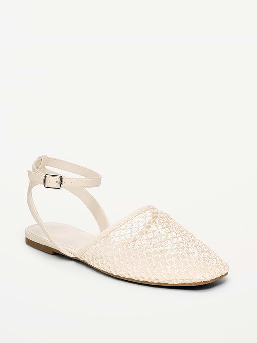 Raffia Slingback Flats for Women - Bone