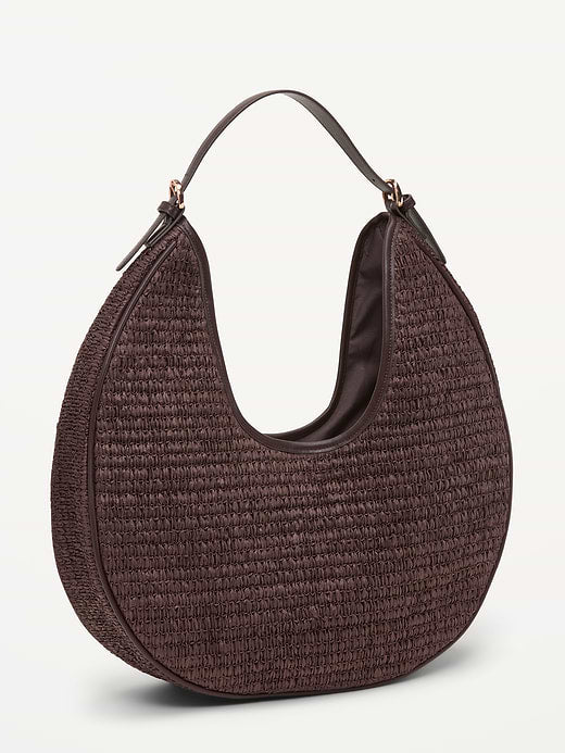 Oversized Raffia Hobo Bag - Peppercorn