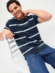 Crew-Neck Pique T-Shirt - White Stripe