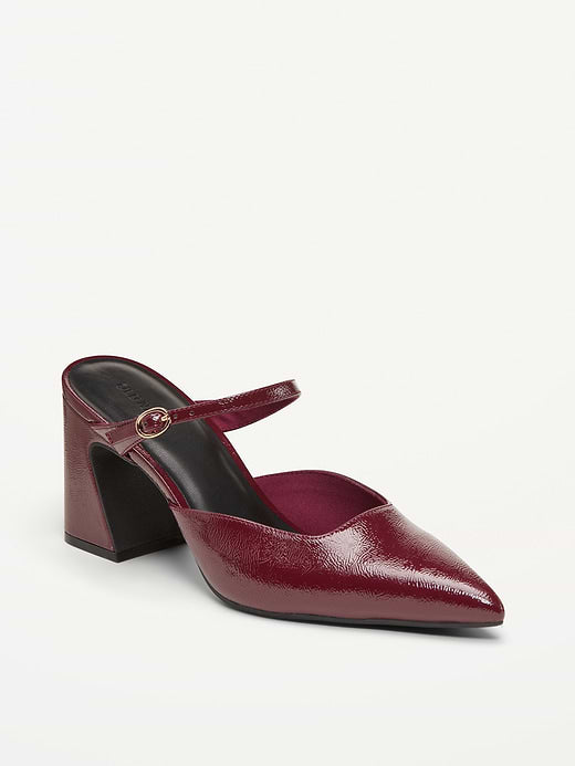 Buckle-Strap Mule Heels for Women - Autumn Burgundy