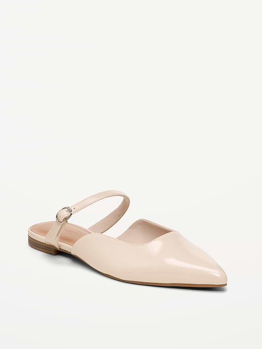Pointed-Toe Mule Flats for Women - Stone