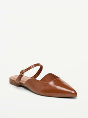 Pointed-Toe Mule Flats for Women - Chestnut