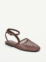 Raffia Slingback Flats for Women - Peppercorn