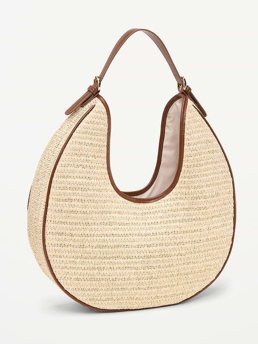 Oversized Raffia Hobo Bag - Totally Natural