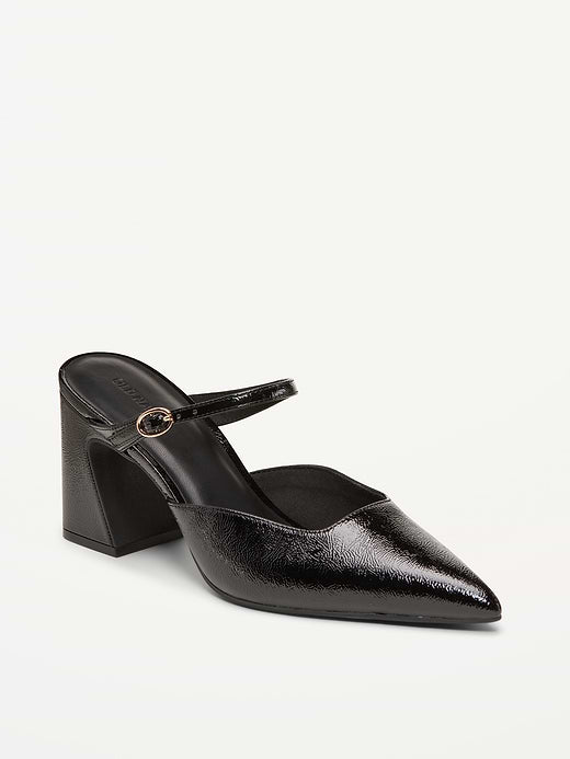 Buckle-Strap Mule Heels for Women - Black Jack
