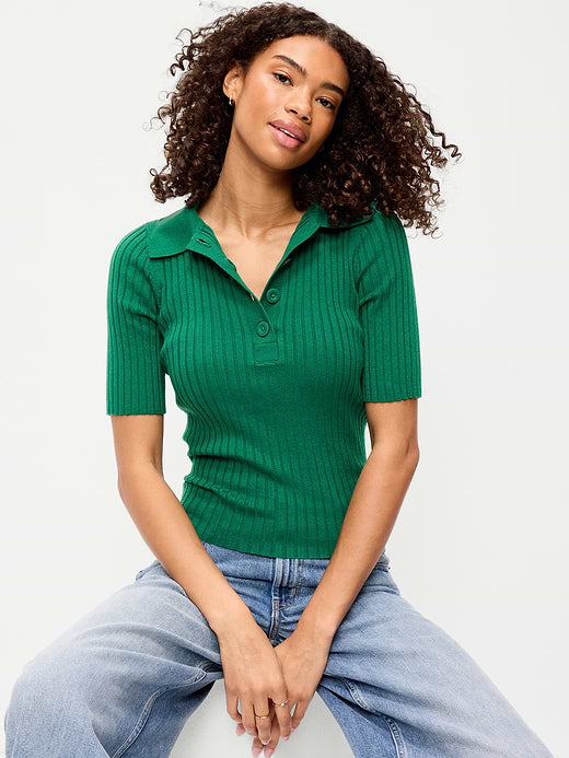 Short-Sleeve Ribbed Polo - Rainforest Jewel