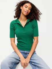 Short-Sleeve Ribbed Polo - Rainforest Jewel