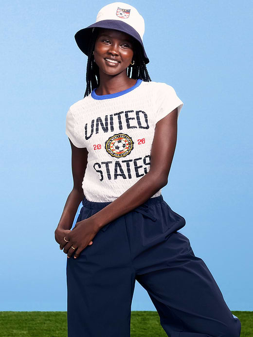FIFA World Cup 26™ USA Smocked Graphic T-Shirt for Women - USA