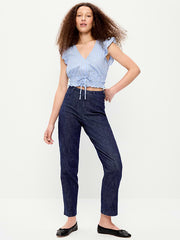 High-Waisted Pixie Straight Pants - Dark Wash