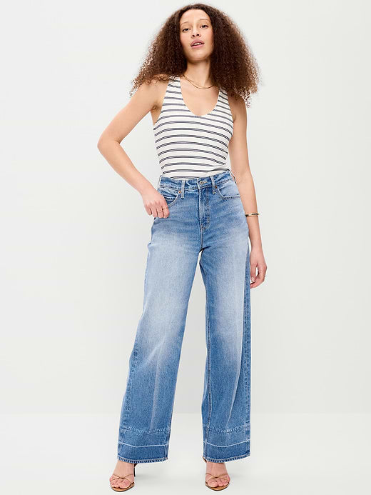 Extra High-Waisted Wide-Leg Jeans - Medium Wash