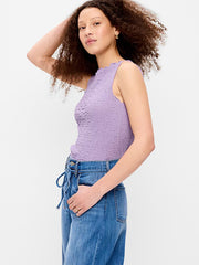 Sleeveless Smocked Tank Top - Lilac Shadow