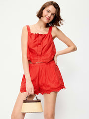 Tie-Front Cami Tank Top - Moonfish Orange