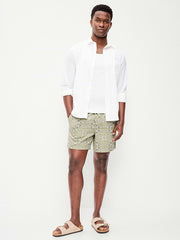 Linen-Blend Jogger Shorts -- 5-inch inseam - Light Green