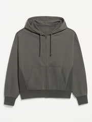 Oversized Heavyweight Full-Zip Rotation Hoodie - Stainless Steel