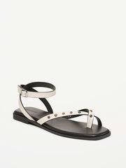 Studded Toe-Strap Sandals - Bone