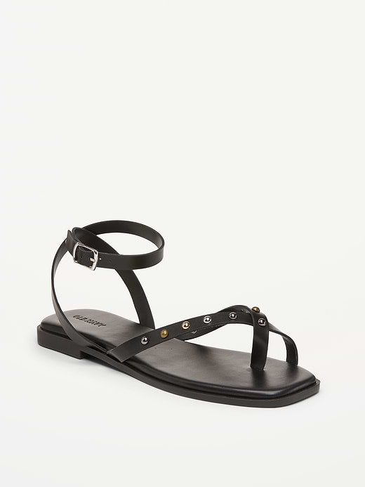 Studded Toe-Strap Sandals - Black Jack