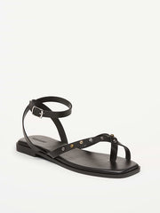Studded Toe-Strap Sandals - Black Jack