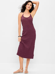 Beaded Halter-Neck Textured Midi Dress - Cherry Bark