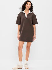 Bounce Fleece Short-Sleeve Polo Dress - Black Coffee