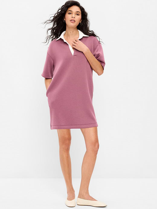 Bounce Fleece Short-Sleeve Polo Dress - Rosette