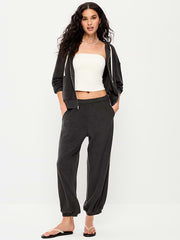 Mid-Rise Terry Cloth Harem Pants - Panther