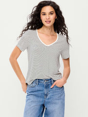 Luxe V-Neck T-Shirt - Small Navy Stripe