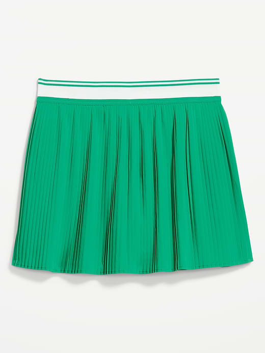 Extra High-Waisted Micro-Pleated Skort - Green Mangrove