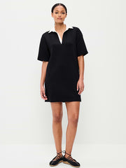 Bounce Fleece Short-Sleeve Polo Dress - Black Jack