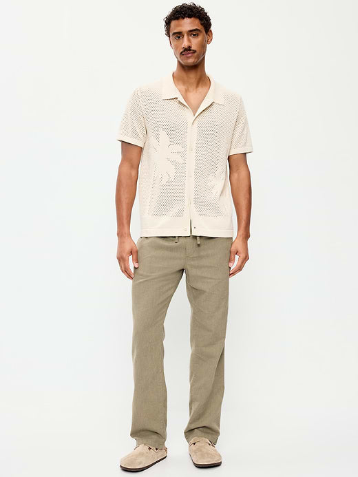 90's Straight-Fit Linen-Blend Pants - Birch Leaf