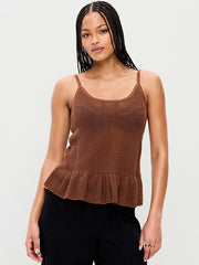 Metallic Peplum Tank Top - Coco de mer