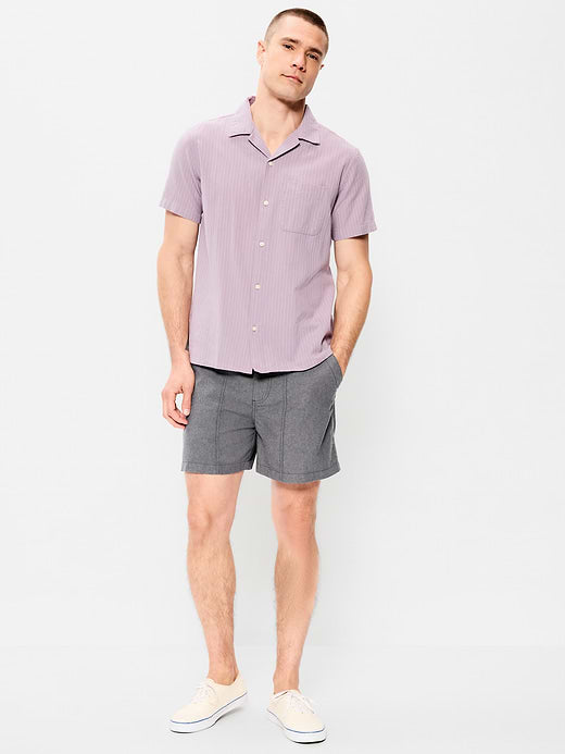 90's Loose Linen-Blend Shorts -- 5-inch inseam - Gray