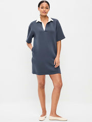 Bounce Fleece Short-Sleeve Polo Dress - Dusk Navy