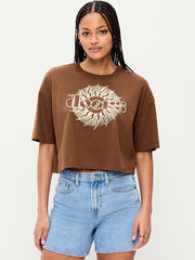 The Doors™ Crew-Neck Oversized Crop T-Shirt - Coco de mer