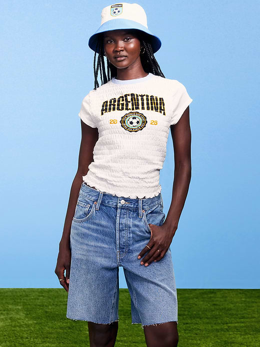 FIFA World Cup 26™ Argentina Smocked Graphic T-Shirt for Women - Argentina