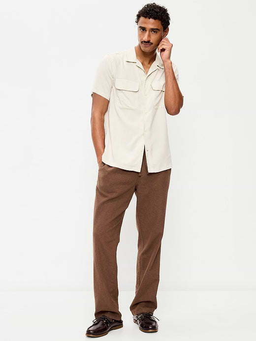 90's Straight-Fit Linen-Blend Pants - Dark Walnut