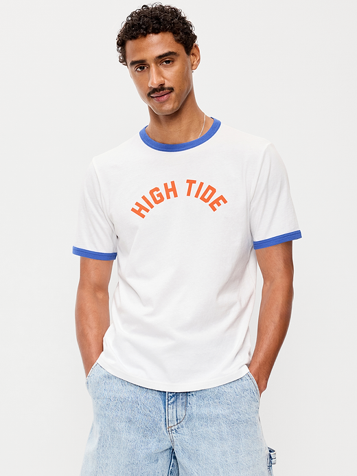 Graphic Ringer T-Shirt - Calla Lily White